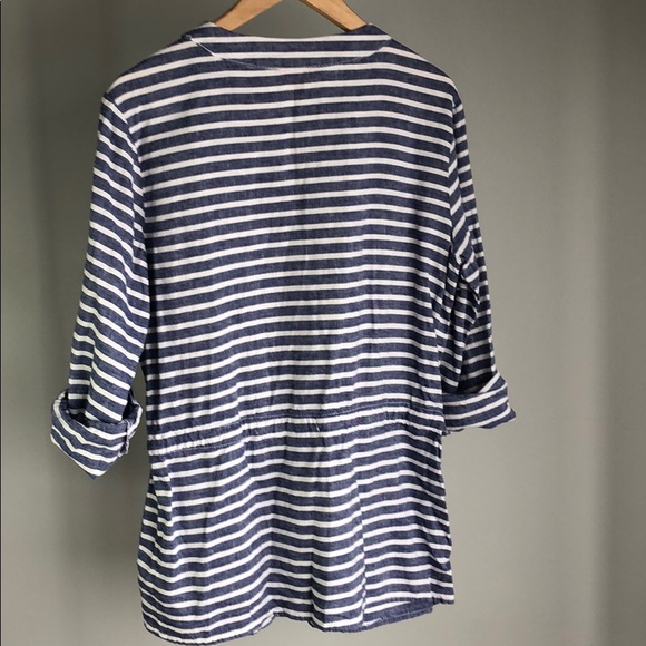 Blue white stripped shirt with drawstring waist - Picture 2 of 3
